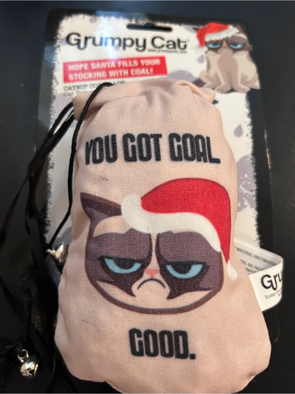 Holiday Cat Toy - Pink Santa Coal Pouch